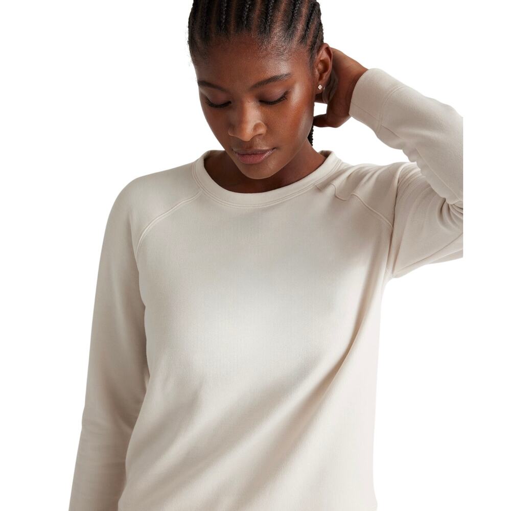 Quince SuperSoft Fleece Crew Sweatshirt, Cream Tencel Modal, Women's Large